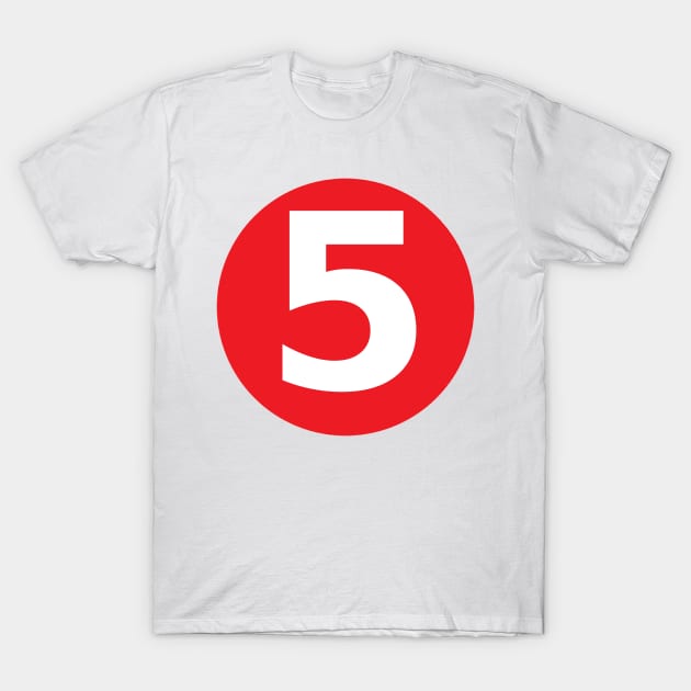 Number 5 Big Red Dot Letters & Numbers T-Shirt by skycloudpics